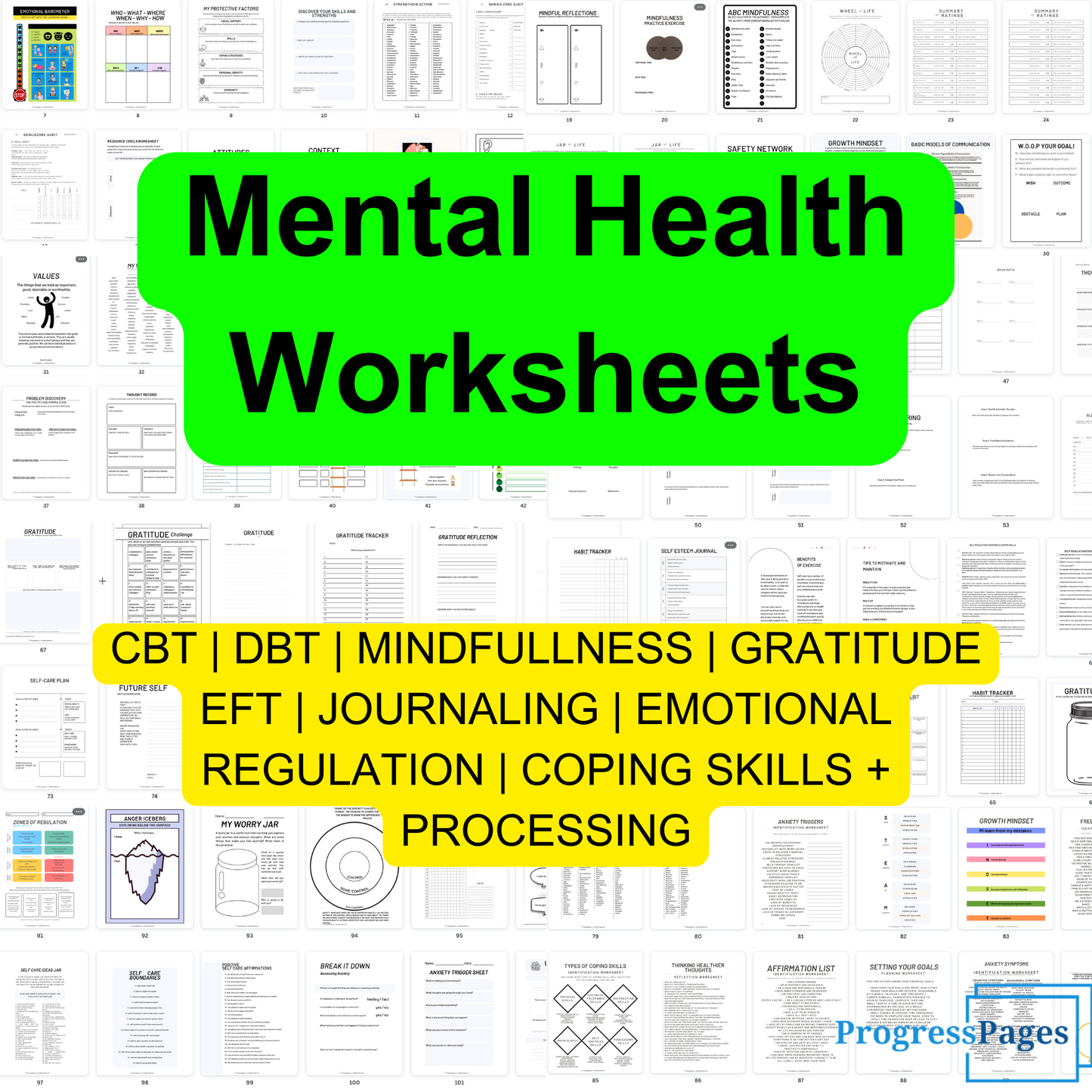 Ultimate Mental Health Worksheets Pack Progress Pages